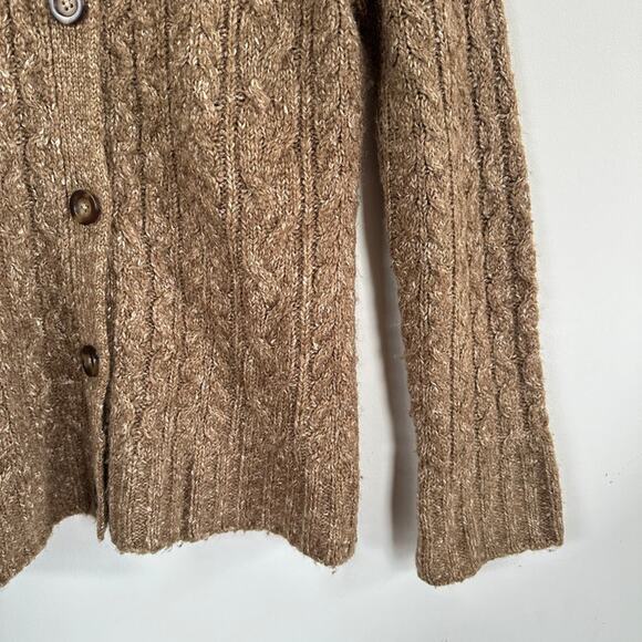L.L. Bean Cable Knit Cardigan Sweater Wool Blend Button Front Long Sleeve SMALL - Picture 3 of 11